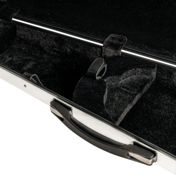 MI&VI NG-7002SCC Classic Hard-Shell Fiberglass Shaped Violin Case 4/4 (Full Size) Polish Cloth Included | Adjustable Straps | 4.5lb Light | Tough Shell (White) - Image 5