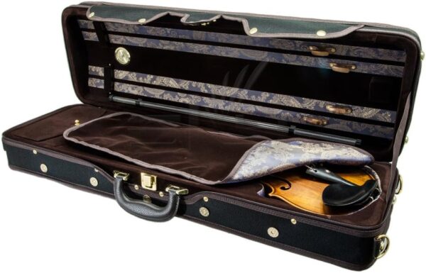 Paititi PTVNQF28 4/4 Full Size Professional Oblong Shape Lightweight Violin Hard Case, Black/Brown - Image 2