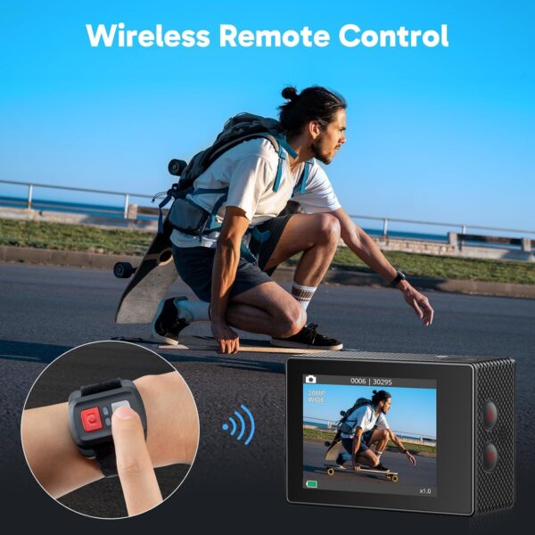 AKASO EK7000 4K30FPS 20MP WiFi Action Camera with EIS Ultra HD Underwater Camera 131FT Waterproof Camera Remote Control 4X Zoom in Photo Mode Support External Microphone Black - Image 5