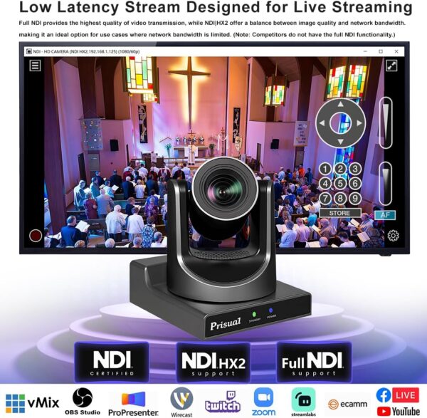 Full NDI Camera 20X Optical Zoom Live Streaming Auto Tracking Camera with HDMI/3G-SDI/USB/NDI 60fps Video Output for Video Production (Embed Latest Newtek NDI SDK) - Image 2