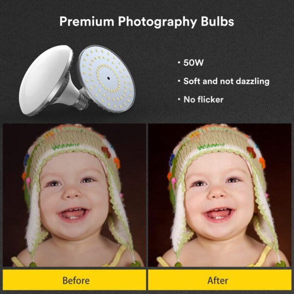 RALENO Softbox Lighting Kit, 20X28-Inch Softbox Photography Lighting with LED Bulbs(50W | 5500K | TLCI≥97), Streaming Lighting for Video Rcording Photoes Portraits YouTube | Model: PS40 - Image 2