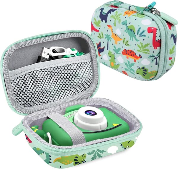 Leayjeen Kids Camera Case Compatible with Goopow/Mgaolo/HOOMOON/Hangrui Kids Camera Toys and KIids Digital Video Camcorder Camera,Best Christmas,Birthday Festival Gift -Green Dinosaur(Case Only)