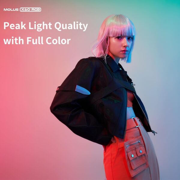 ZHIYUN Molus X60 [Official] 60W RGB Video Light with Grip Battery, Portable COB Photography Lighting, APP Control •CRI 95• TLCI 98• 15 Scenes for Video Recording/Portrait Shooting/TVC (Combo Package) - Image 3