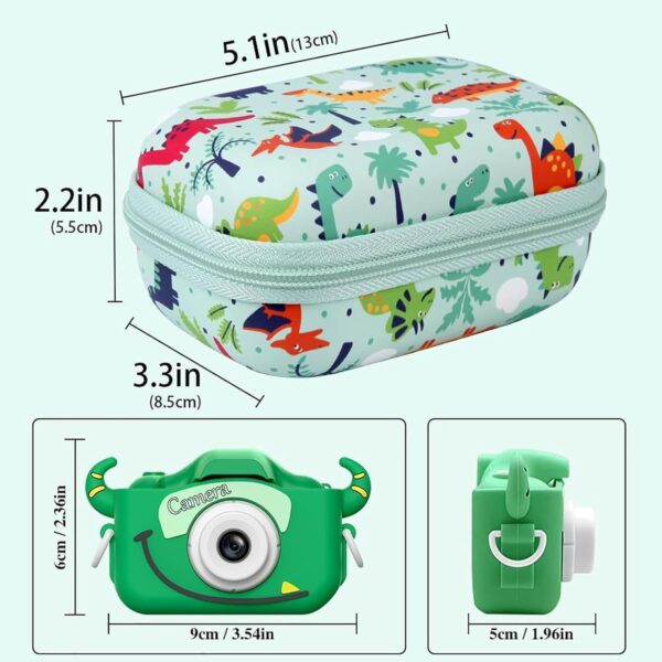 Leayjeen Kids Camera Case Compatible with Goopow/Mgaolo/HOOMOON/Hangrui Kids Camera Toys and KIids Digital Video Camcorder Camera,Best Christmas,Birthday Festival Gift -Green Dinosaur(Case Only) - Image 2