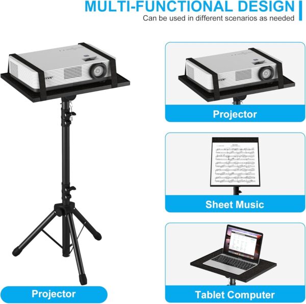 Projector Stand Tripod from 23" to 46", Laptop Tripod Stand Height Adjustable with Gooseneck Phone Holder, Laptop Floor Stand for Office, Home, Stage, Studio, DJ Racks Holder Mount - Image 3