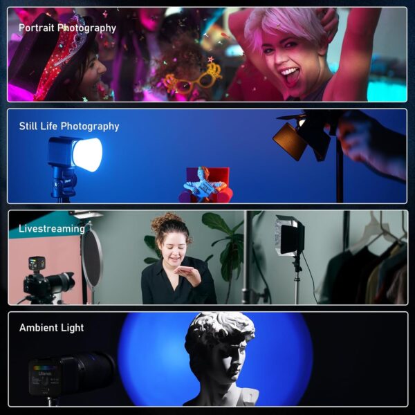 ULANZI L3 RGB LED Video Light, Waterproof Camera Lighting Kit 2700K-7000K Mini Cube COB Light Dimmable Fill Magnetic Photography Light with Fresnel Lens Cold Shoe for Smartphone,Action,DSLR Camera - Image 6