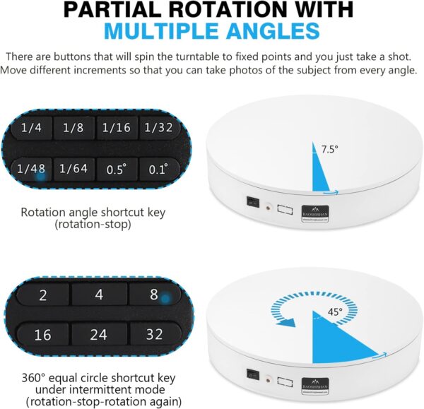 BAOSHISHAN Motorized Rotating Display Stand 13.7inch/110LB, 360 Degree Photography Turntable with Remote Control, Electric Turntable for Products Photo or Short Video, Panoramic Images, 3D Scanning - Image 4