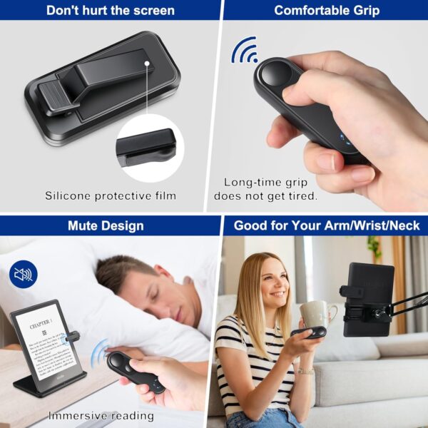 RF Remote Control Page Turner for Kindle Paperwhite Oasis Scribe Kobo,Clicker Page Turner Kindle Accessories for iPhone,iPad, Android Tablets Reading Novels,Camera Video Record&Shutter Selfie - Image 6