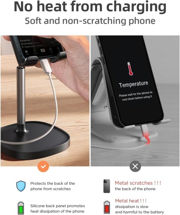 LISEN Cell Phone Stand Adjustable Phone Holer for Desk, Computer Office Desk Accessories for iPhone 16 Holder Women Kitchen Essentials Fits All Mobile Phones Switch Kindle iPads Tablet 4-10in - Image 5
