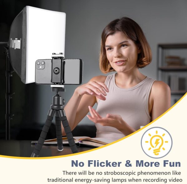 Torjim Softbox Photography Lighting Kit, 16'' x 16'' Professional Softbox Lighting Kit with 85W 3000-7500K LED Bulbs, Studio Lights for Photography/Video Recording/Live Streaming - Image 6