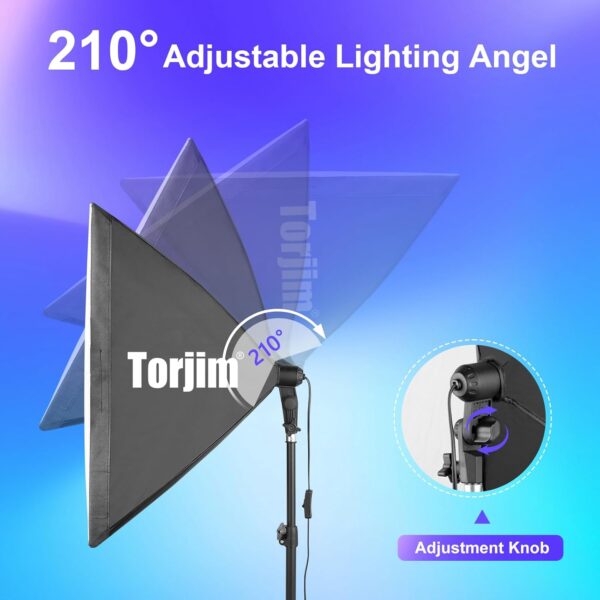 Torjim Softbox Lighting Kit, 27" x 27" Professional Photography Lighting Kit with 85W 3000-7500K E26 LED Bulbs, Continuous Lighting System Kit for Portrait, Product, Video Recording & Photography - Image 2