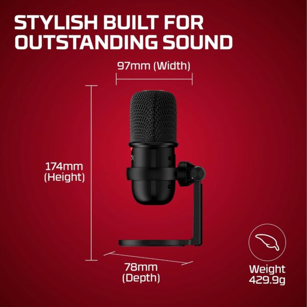 HyperX SoloCast – USB Condenser Gaming Microphone, for PC, PS4, PS5 and Mac, Tap-to-Mute Sensor, Cardioid Polar Pattern, great for Streaming, Podcasts, Twitch, YouTube, Discord,Black - Image 3