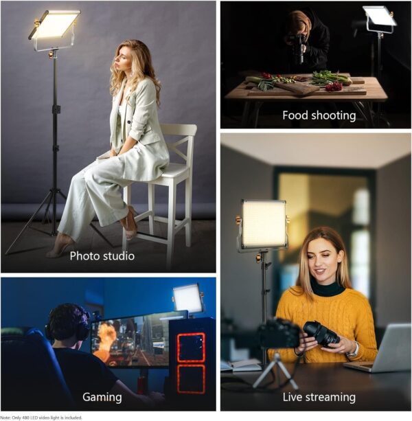 Neewer Dimmable Bi-Color LED with U Bracket Professional Video Light for Studio, YouTube Outdoor Video Photography Lighting Kit, Durable Metal Frame, 480 LED Beads, 3200-5600K, CRI 96+ - Image 7