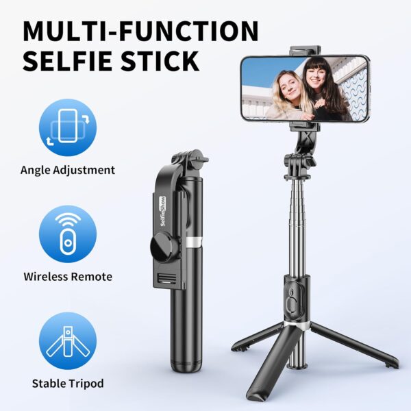 Selfie Stick Tripod, All in One Extendable & Portable iPhone Tripod Selfie Stick with Wireless Remote Compatible with iPhone 16 15 14 13 12 11 pro Xs Max 8 7, Galaxy Note10/S20/S10/OnePlus 9/9 PRO etc - Image 2