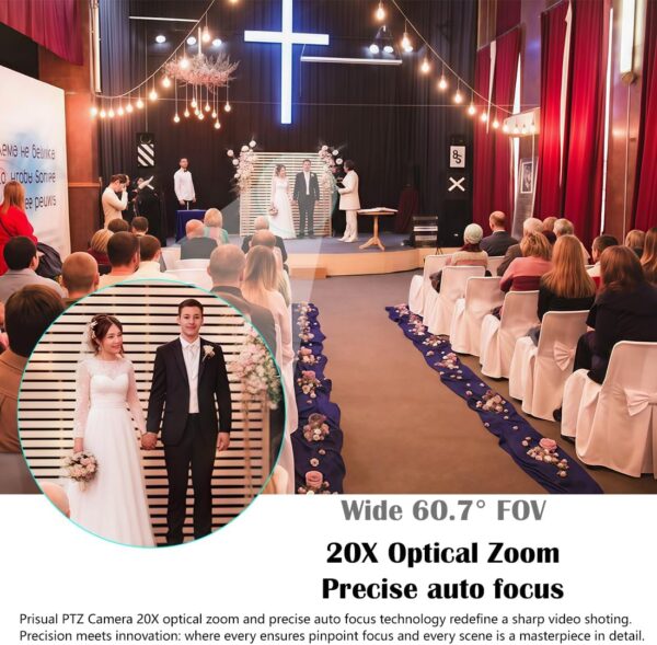 Full NDI Camera 20X Optical Zoom Live Streaming Auto Tracking Camera with HDMI/3G-SDI/USB/NDI 60fps Video Output for Video Production (Embed Latest Newtek NDI SDK) - Image 3