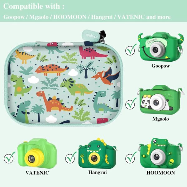 Leayjeen Kids Camera Case Compatible with Goopow/Mgaolo/HOOMOON/Hangrui Kids Camera Toys and KIids Digital Video Camcorder Camera,Best Christmas,Birthday Festival Gift -Green Dinosaur(Case Only) - Image 3