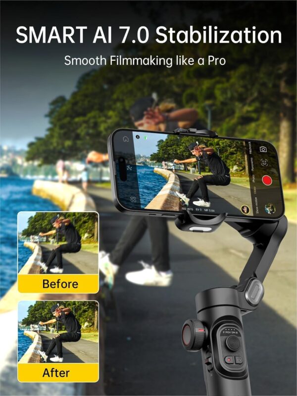 Phone Gimbal Stabilizer 3-Axis Smartphone Foldable Handheld Gimbal for iPhone with Focus Wheel TikTok YouTube Vlog Stabilizer for iPhone16 15 14 13 12 Pro Max Android-AOCHUAN Smart XE XE - Image 6