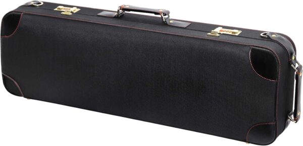 MI&VI NR-6900 Light Hard Wooden Violin Case - Fits 3/4 & 4/4 Sized Violins with Adjustable Straps | Vegan Leather | Solid Wood | Hygrometer | Accessories Pocket (Black) - Image 2