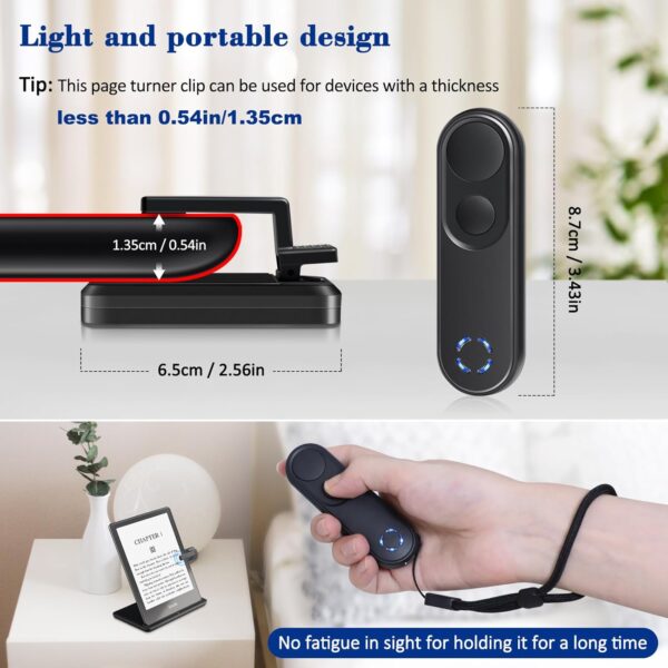 RF Remote Control Page Turner for Kindle Paperwhite Oasis Scribe Kobo,Clicker Page Turner Kindle Accessories for iPhone,iPad, Android Tablets Reading Novels,Camera Video Record&Shutter Selfie - Image 7