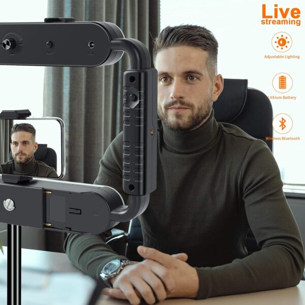 GVM Great Video Maker LED Ring Light 5600K Selfie Light, Smartphone Video Rig & Phone Video Stabilizer for Camera, Smartphone, Makeup, YouTube Setup, Self-Portrait Shooting with Bluetooth - Image 6