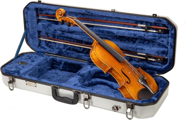 Crossrock 4/4 size Violin Case | ABS Molded Hardshell with Interior Compartment, 2 Bow Holders, Security Lock, and Detachable Straps-Silver (CRA860VFSL)