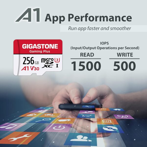 GIGASTONE 256GB Micro SD Card, Gaming Plus, MicroSDXC Memory Card for Nintendo, Wyze, GoPro, Dash Cam, Security Camera, 4K Video Recording, UHS-I A1 U3 V30 C10, up to 100MB/s, with Adapter - Image 5