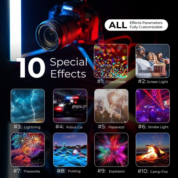 Mettlelite TLX1 RGB Tube Light LED Full Color Portable Video Light with APP Control 2800K-8000K CRI96 TLCI97 360° RGB CCT HSI Mode 10 Customizable Light Effects Rechargeable Battery Magnet Design - Image 4