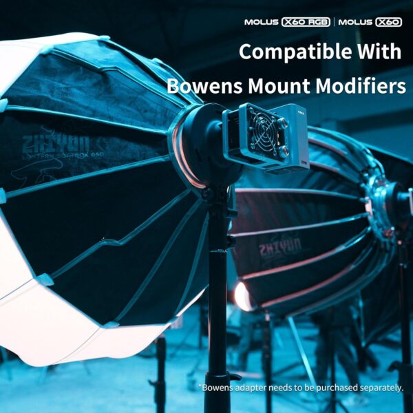 ZHIYUN Molus X60 [Official] 60W RGB Video Light with Grip Battery, Portable COB Photography Lighting, APP Control •CRI 95• TLCI 98• 15 Scenes for Video Recording/Portrait Shooting/TVC (Combo Package) - Image 8