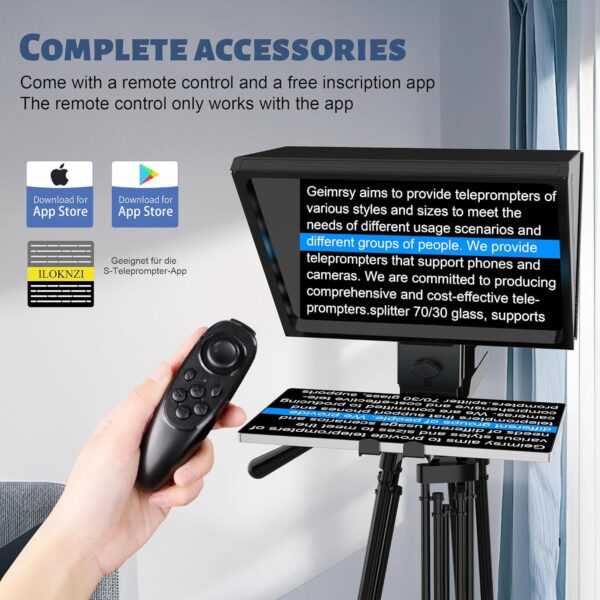 i2/12-inch All-Metal teleprompter, Lift The teleprompter and Remote Control, Using Tempered Optical Glass, Compatible with a Variety of Devices for a Variety of scenarios. - Image 6