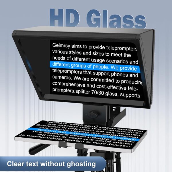 i2/12-inch All-Metal teleprompter, Lift The teleprompter and Remote Control, Using Tempered Optical Glass, Compatible with a Variety of Devices for a Variety of scenarios. - Image 4