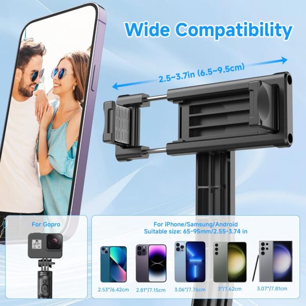 SelfieShow Selfie Stick, Extendable Selfie Stick Tripod with Wireless Remote and Tripod Stand, Portable, Lightweight, Compatible with iPhone 15 14 13 12 Pro Xs Max X 8Plus, Samsung Smartphone and More - Image 4