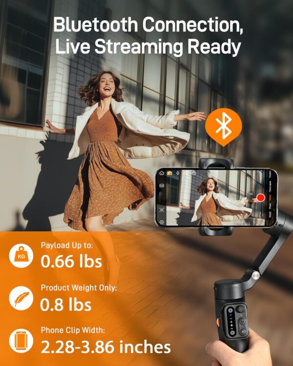 hohem iSteady X3 SE Gimbal Stabilizer for iPhone, Phone Stabilizer with Detachable Remote Control, Portable Foldable 3-Axis Phone Gimbal for Android & iPhone 16 15 Pro Max, Ideal for Travel Vlogging - Image 6
