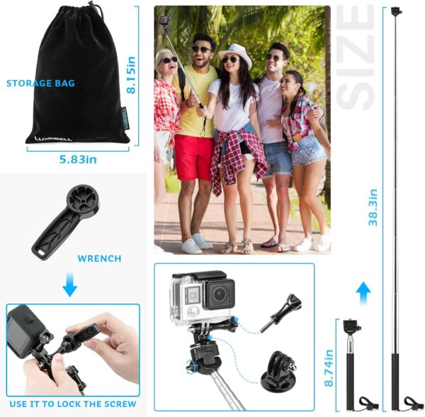 Luxebell Accessories Kit for AKASO EK5000 EK7000 4K WiFi Action Camera GoPro Hero 12 11 10 9 8 7 6 5/Session 5/Hero 4/3+/3/2/1 Max Fusion SJ4000 SJ5000 (14-in-1) - Image 6