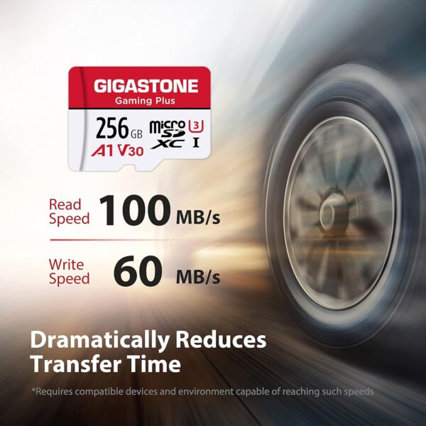 GIGASTONE 256GB Micro SD Card, Gaming Plus, MicroSDXC Memory Card for Nintendo, Wyze, GoPro, Dash Cam, Security Camera, 4K Video Recording, UHS-I A1 U3 V30 C10, up to 100MB/s, with Adapter - Image 2