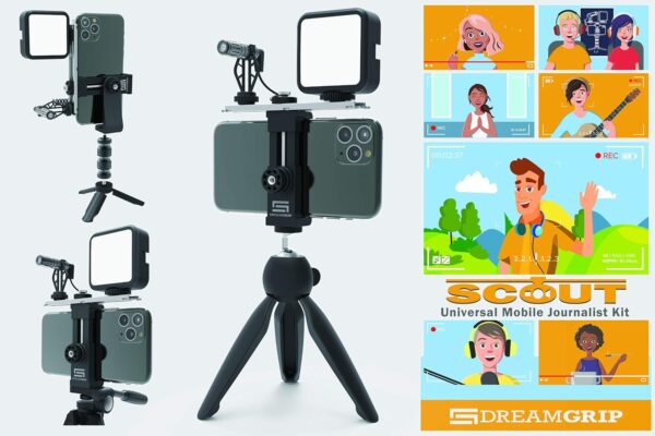SCOUT MOJO 2 Plus Modular Rig Kit with 3 Microphones,LED Light,and ALL-IN Accessories Set for PRO Video Production with Any Smartphone for Journalists,Vloggers,YouTubers,and Content Creators - Image 9