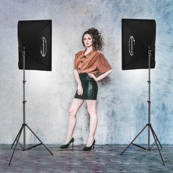 Softbox Lighting Kit, Studio Lights with 2 135W Bulbs 5500K Continuous Photography Lighting Kit for Filming Portrait Product Shooting Photography Video Recording - Image 6