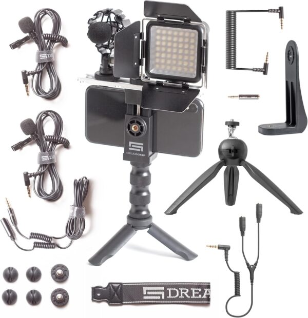 SCOUT MOJO 2 Plus Modular Rig Kit with 3 Microphones,LED Light,and ALL-IN Accessories Set for PRO Video Production with Any Smartphone for Journalists,Vloggers,YouTubers,and Content Creators - Image 6