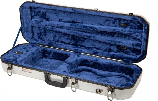 Crossrock 4/4 size Violin Case | ABS Molded Hardshell with Interior Compartment, 2 Bow Holders, Security Lock, and Detachable Straps-Silver (CRA860VFSL) - Image 2