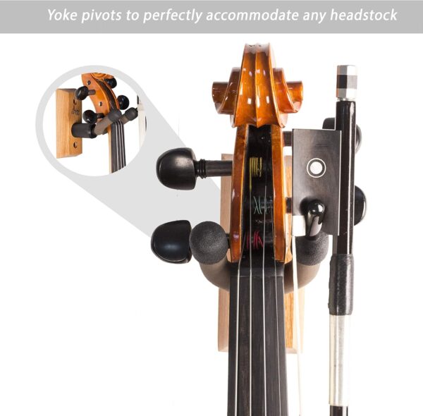 String Swing Violin Hanger Wooden Wall Mount for Home & Studio CC01V-O Hardwood Oak (2 Pack) - Image 2