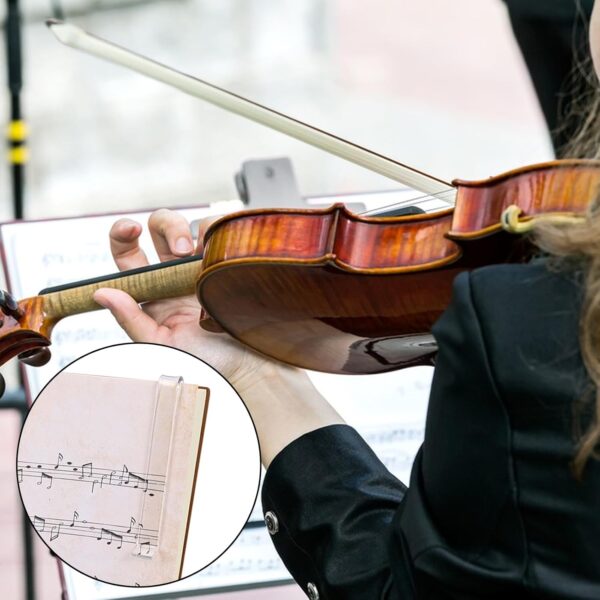 6 Pcs Music Stand Clips, Clear Acrylic Music Book Stand Page Holder Clip to Hold Book Open, Piano Book Holder Clips for Wind for Musician Composer Pianist Outdoor Gig Rehearsal Easy Reading - Image 7