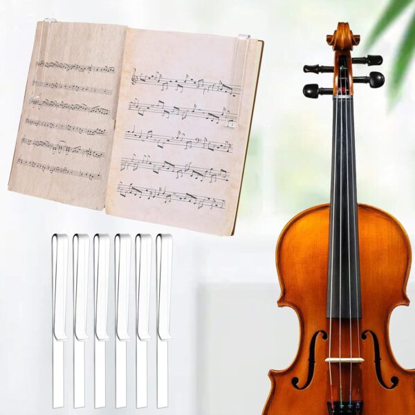 6 Pcs Music Stand Clips, Clear Acrylic Music Book Stand Page Holder Clip to Hold Book Open, Piano Book Holder Clips for Wind for Musician Composer Pianist Outdoor Gig Rehearsal Easy Reading - Image 5