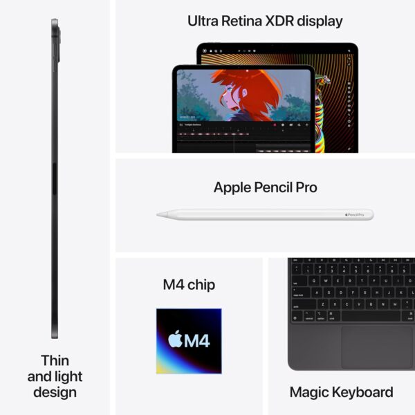 Apple iPad Pro 13-Inch (M4): Built for Apple Intelligence, Ultra Retina XDR Display, 256GB, 12MP Front/Back Camera, LiDAR Scanner, Wi-Fi 6E, Face ID, All-Day Battery Life — Silver - Image 6