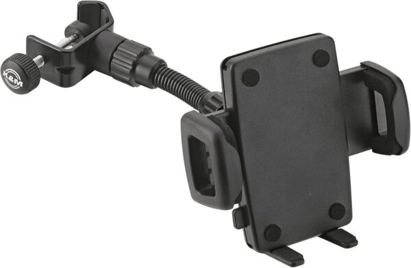 K&M 19747 Smartphone Holder Black Plastic 360° Rotatable Flexible Clamping Jaws for Tripod, Desk etc