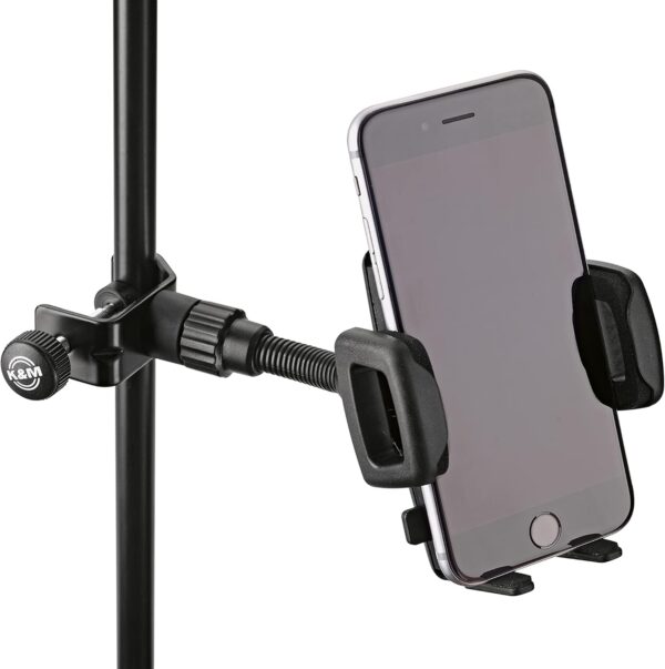 K&M 19747 Smartphone Holder Black Plastic 360° Rotatable Flexible Clamping Jaws for Tripod, Desk etc - Image 3