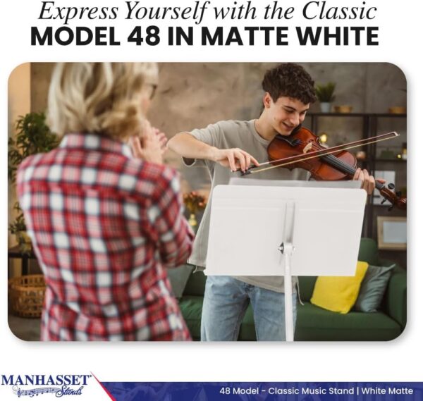 Manhasset Music Stand For Sheet Music - 48 Symphony Model - 4801MWH - Long Lasting, Durable Manhasset Stand - Adjustable Height - 20" by 12 - Image 3